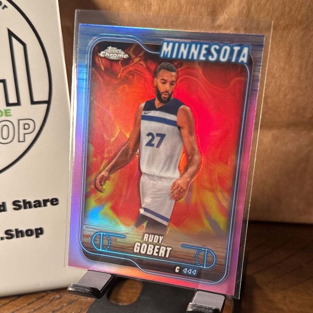 2024-25 Topps Chrome Rudy Gobert Aqua Refractor /199 #90